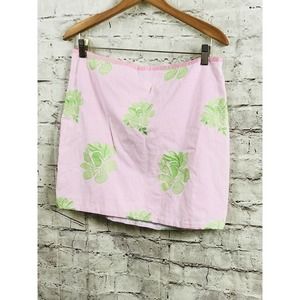 TIBI Womens 100% Cotton Pink Green Crochet Striped FLORAL Mini Skirt SZ 10